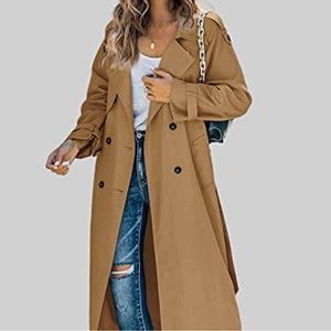 Forever 21 Camel Brown Longline Relaxed Trench Coat S